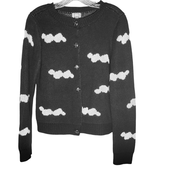 Mo:vint Black Cloud Sweater Cardigan Womens Medium *Flaw* Witchy Goth Whimsigoth - Picture 1 of 12